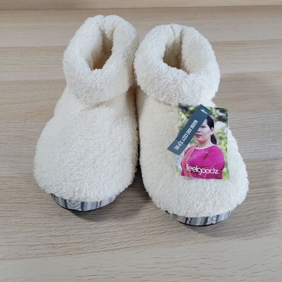 Feelgoodz Horizon Cloud Slippers Soft Faux Sherpa Handmade Womens Size Small 6-7 - Picture 1 of 6